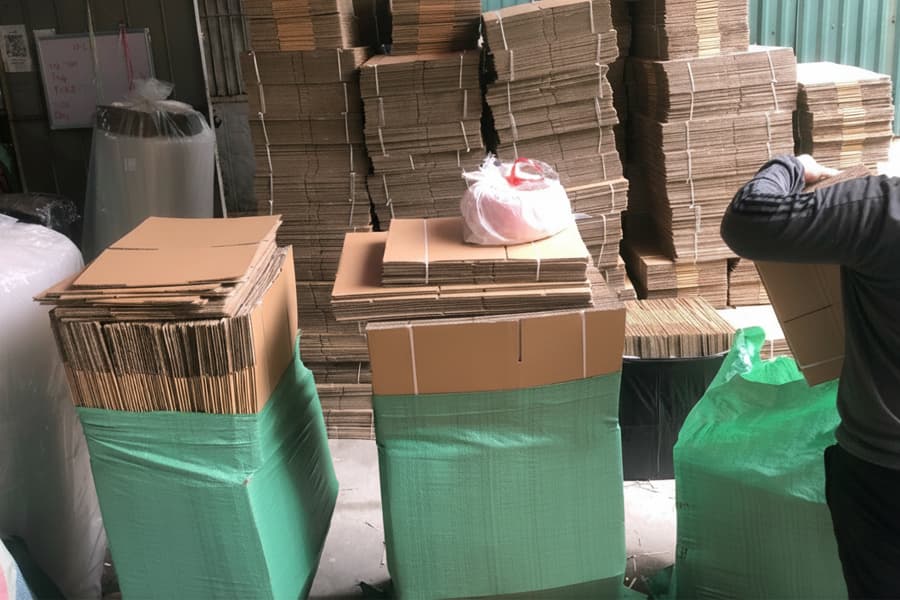 Ảnh: bao tải dứa được sử dụng để đóng gói bìa carton